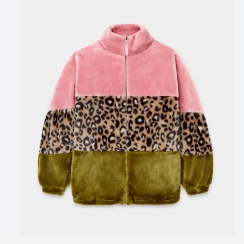 UGG Elaina Colorblock faux fur jacket size M